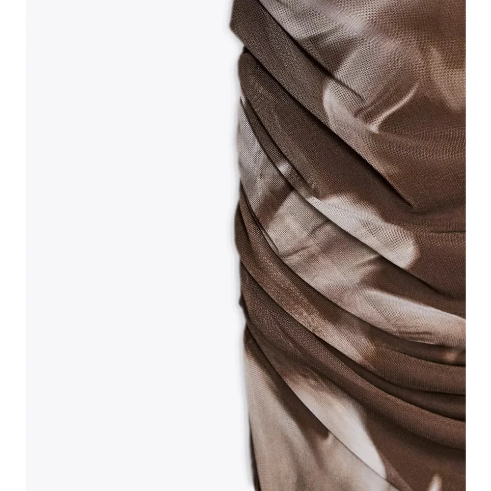 Zara Brown Floral Maxi Dress - Picture 6 of 8